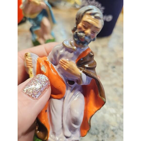 Vintage Joseph & Mother Mary Figurines Paper Mache Christmas Nativity Manger - Picture 10 of 10